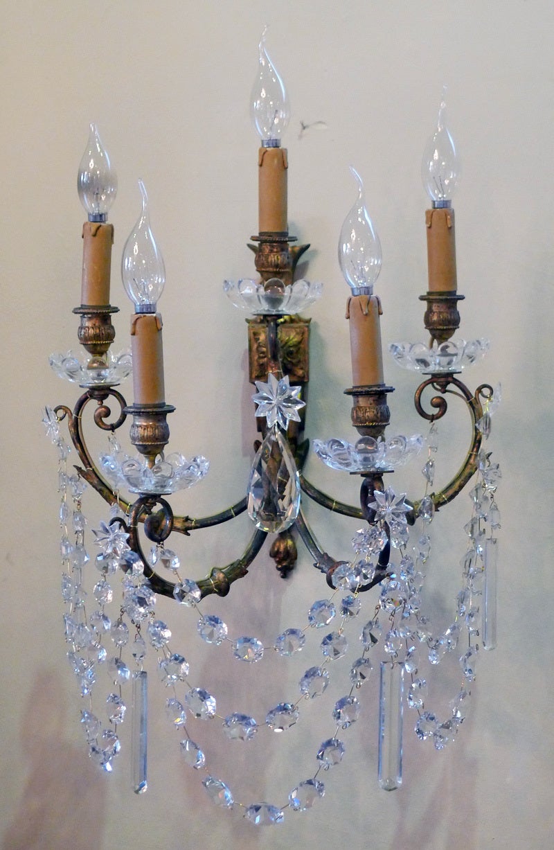 19th Century Fire Gilded Pair of Wall Sconces