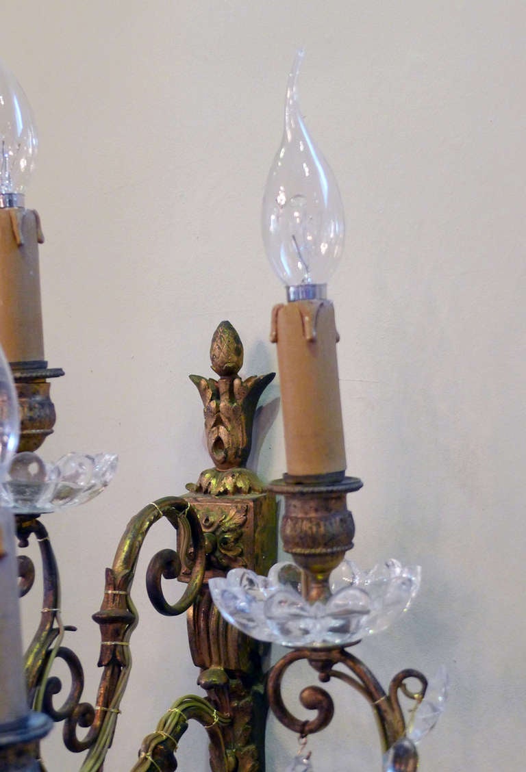 19th Century Fire Gilded Pair of Wall Sconces In Excellent Condition In Casteren, NL