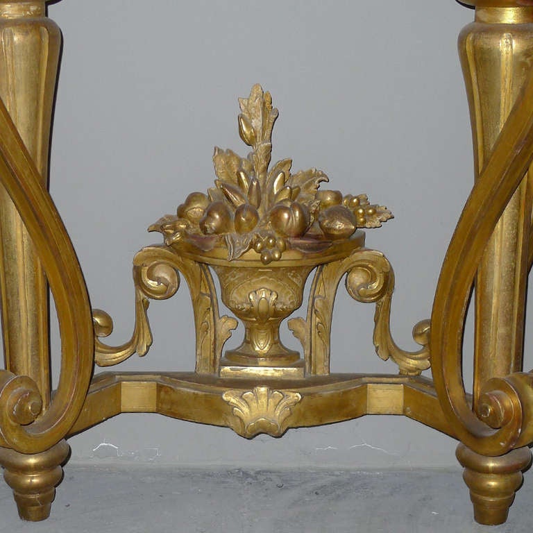 19th C. Baroque Console With Carrara Marble Top