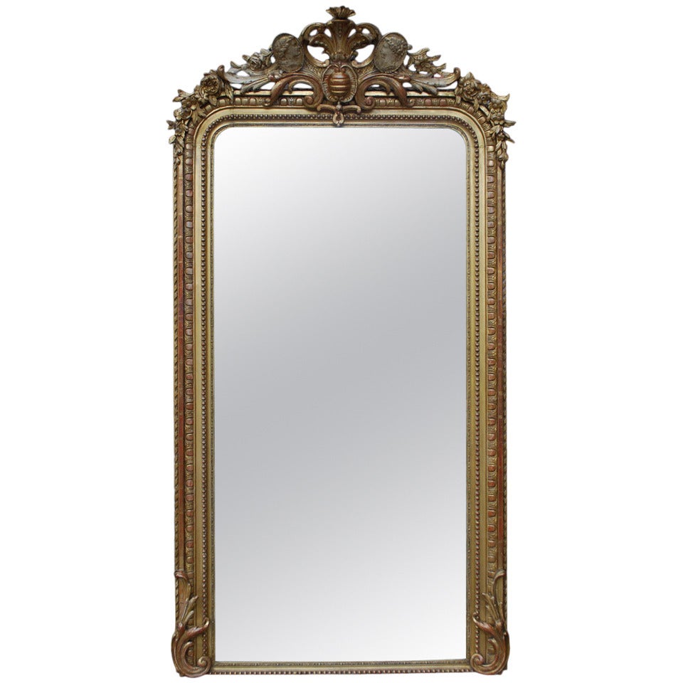 19th c. Large Gold Gilded Mirror