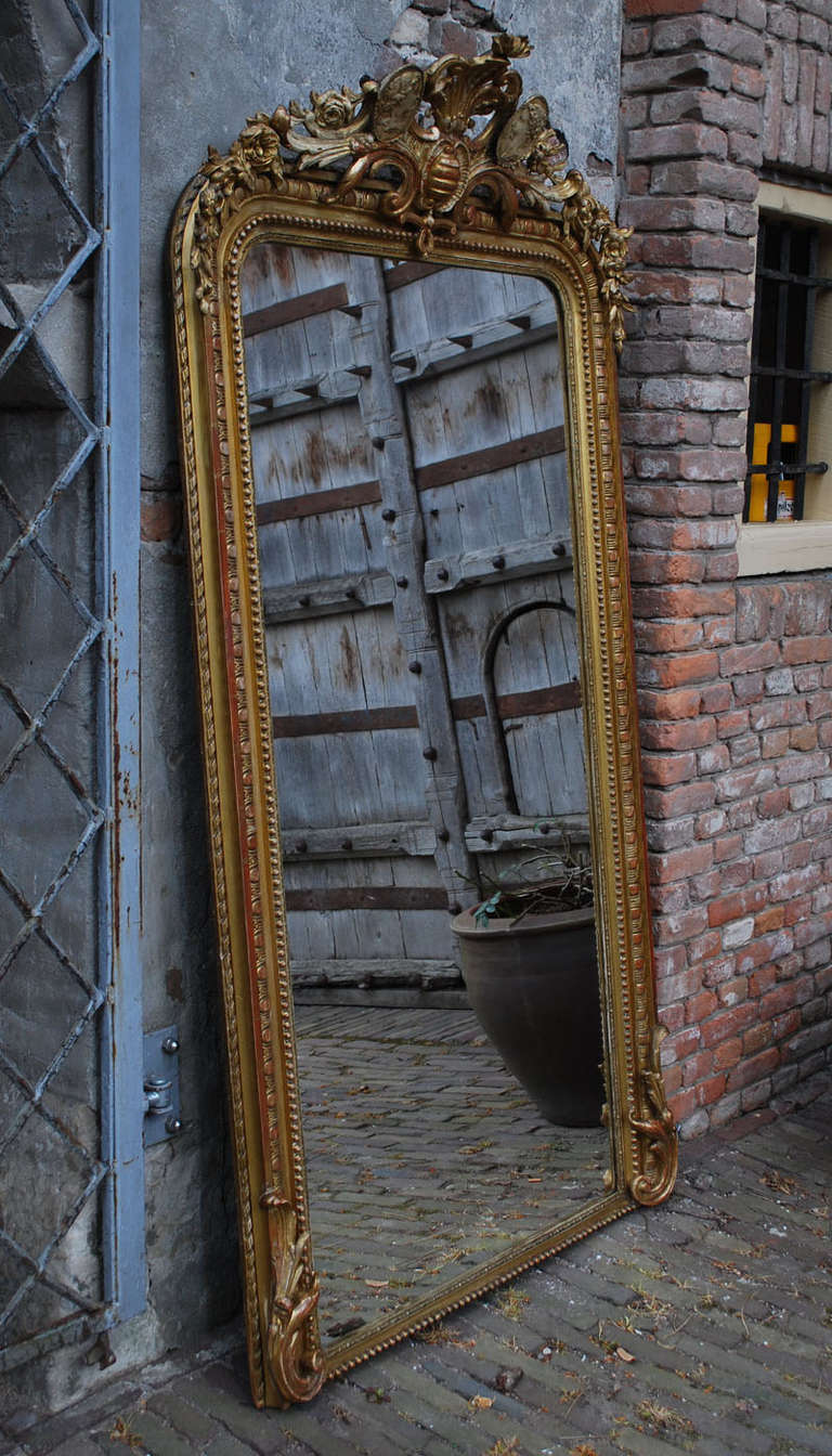 French 19th c. Large Gold Gilded Mirror