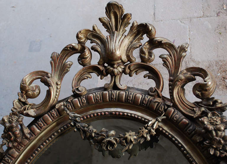 Baroque 19th Century French Oval Mirror