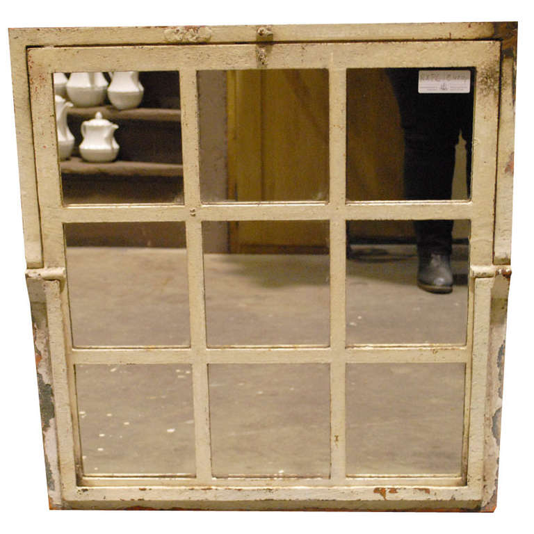 French 19th Century Cast Iron Windowframe as Mirror