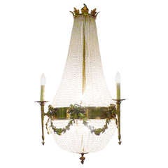 Antique 20th Century Crystal Chandelier 'Sac a Perle'