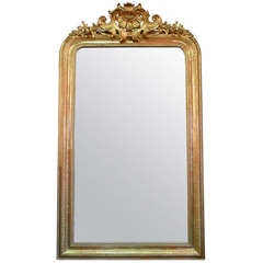19th c. Mirror with Shell Crown