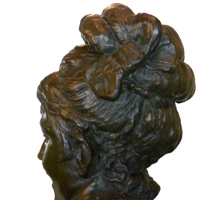 XIXe siècle Buste de femme en laiton du 19ème siècle en vente