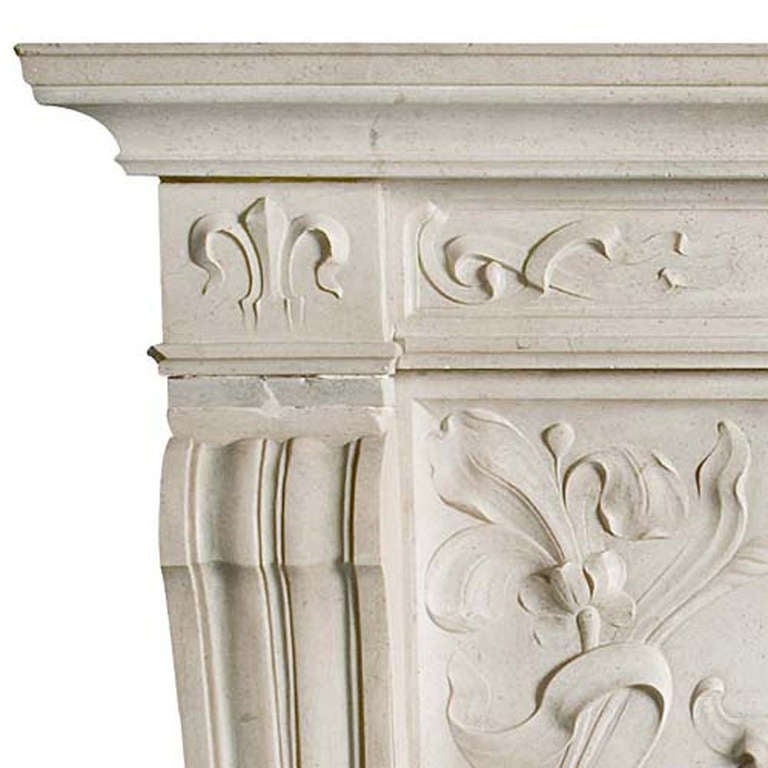 French 19th C. Art Nouveau Marble Fireplace 