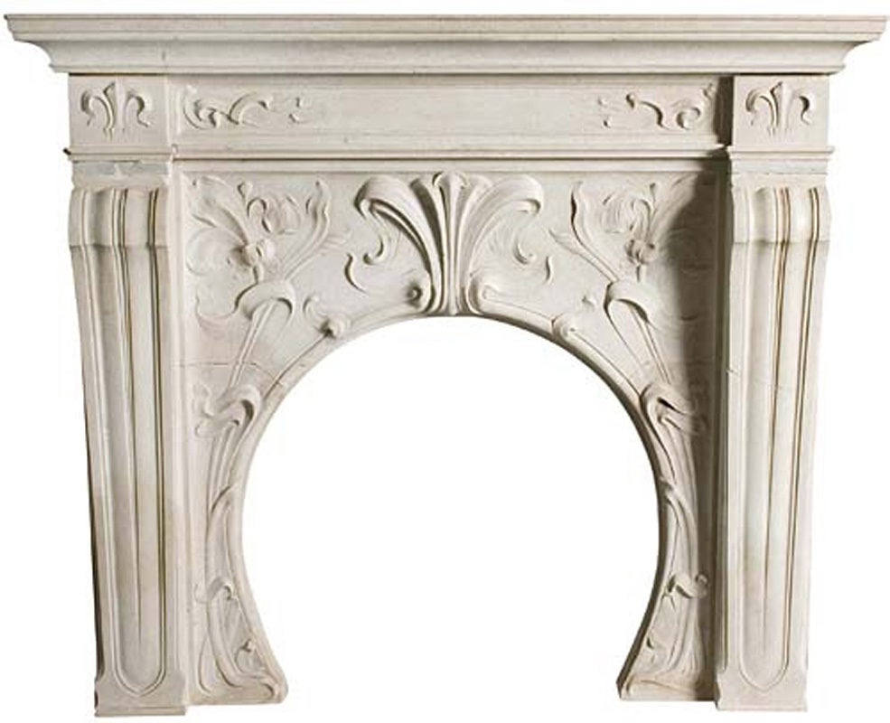 19th C. Art Nouveau Marble Fireplace 