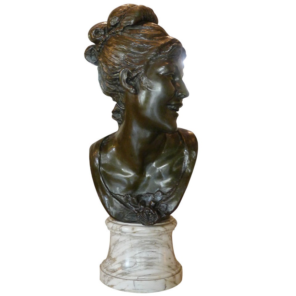 19th Century Female Brass Bust For Sale