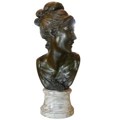 Antique 19th Century Female Brass Bust