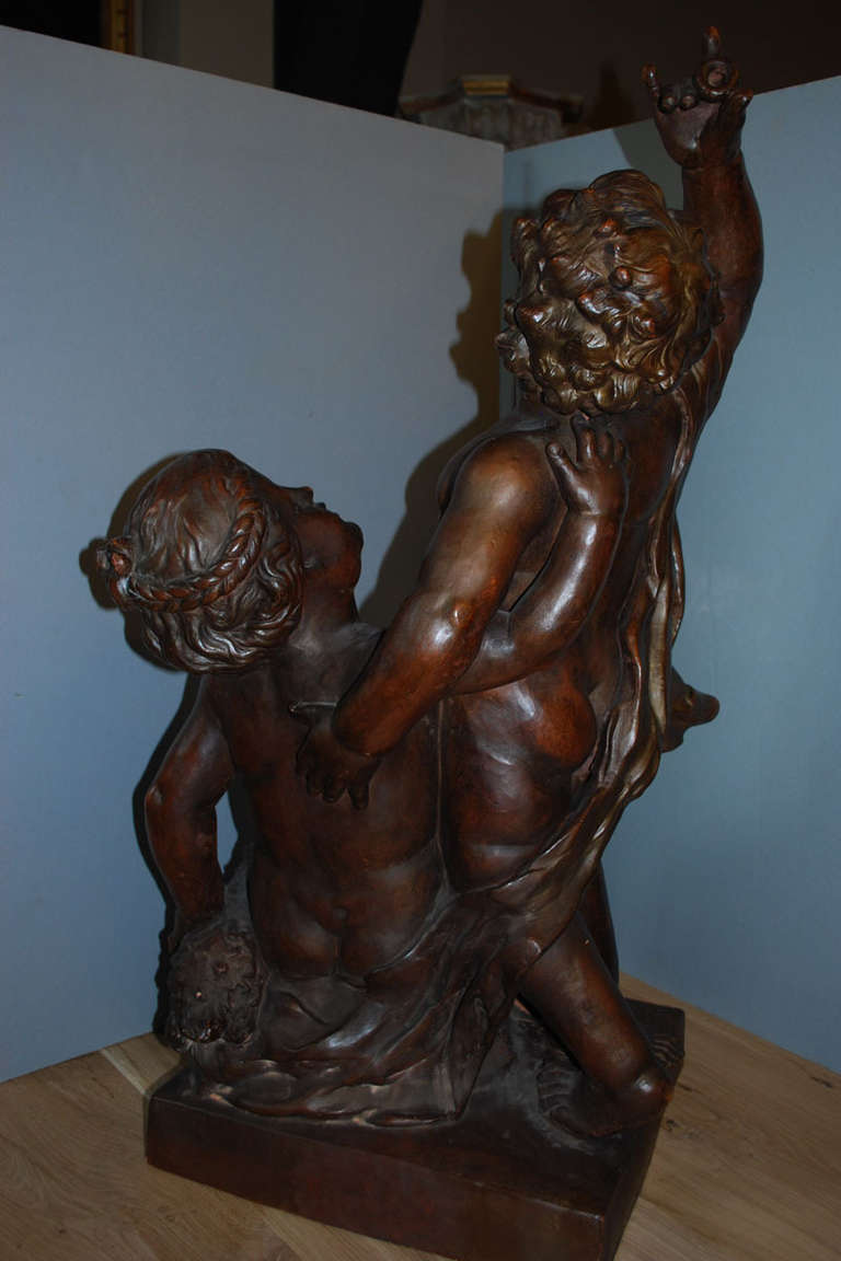 20th Century Terracotta Children Dog Angels Statue Sculptures Bronze In Good Condition In Casteren, NL