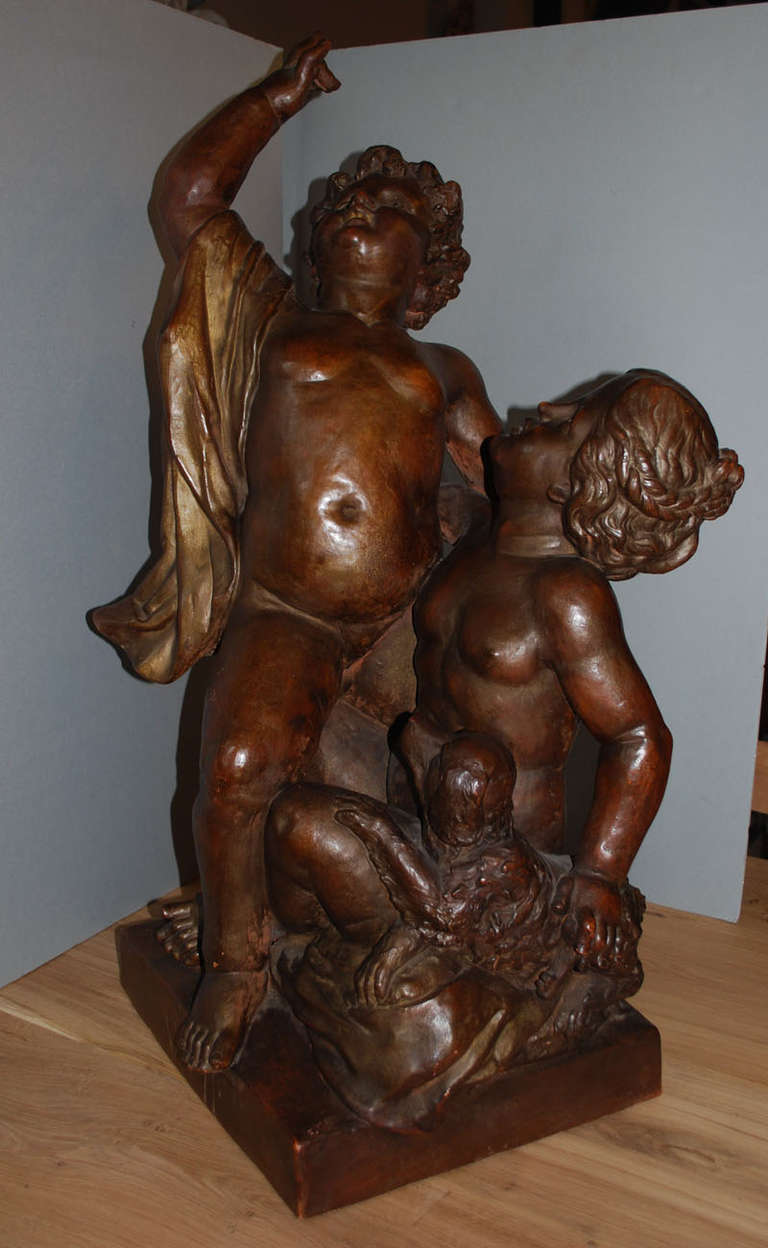 Italian 20th Century Terracotta Children Dog Angels Statue Sculptures Bronze