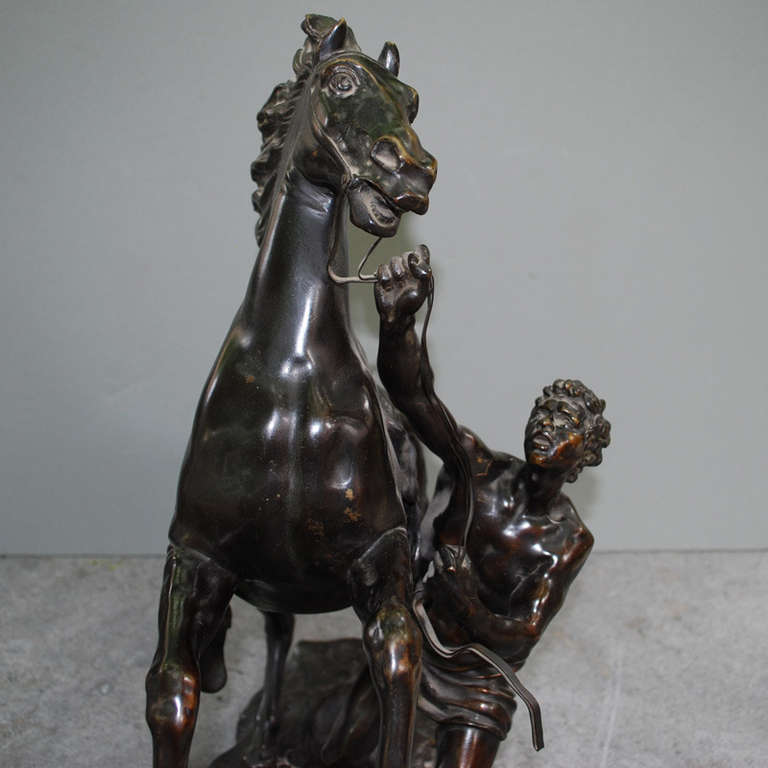 19th c. Bronze Marly Horse after Cousteau In Good Condition In Casteren, NL