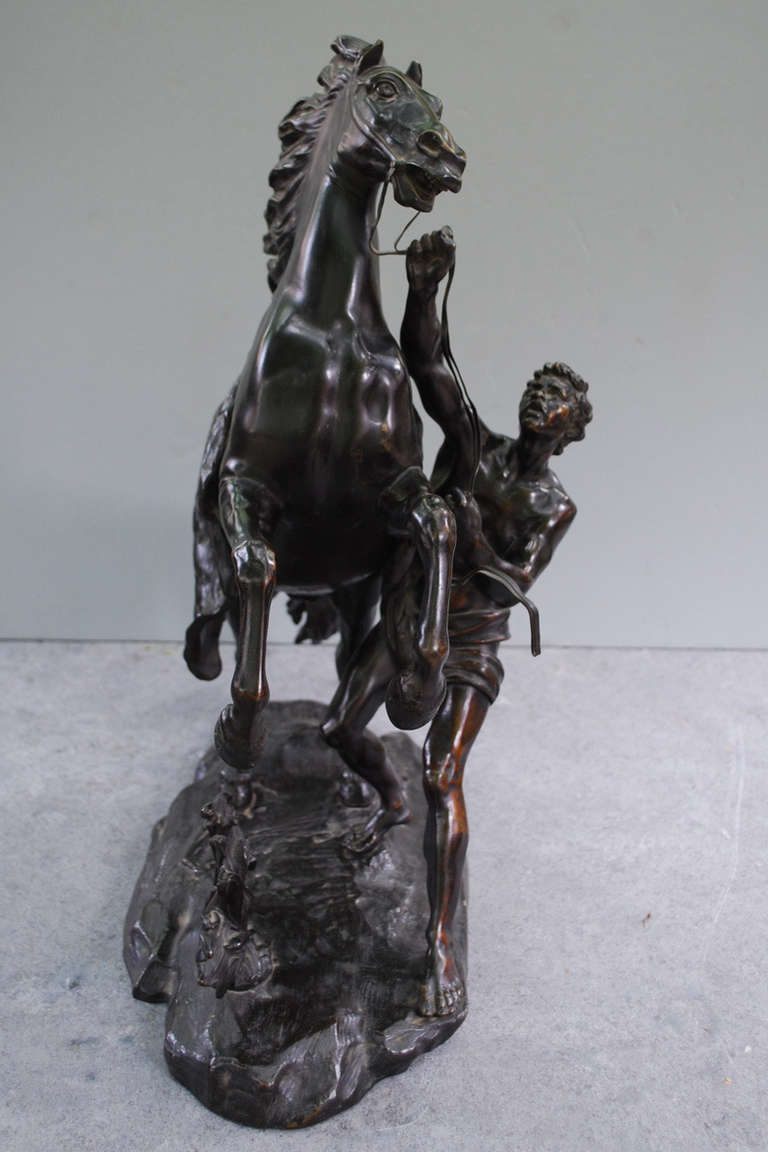 Français XIXe siècle Cheval de Marly en bronze d'après Cousteau