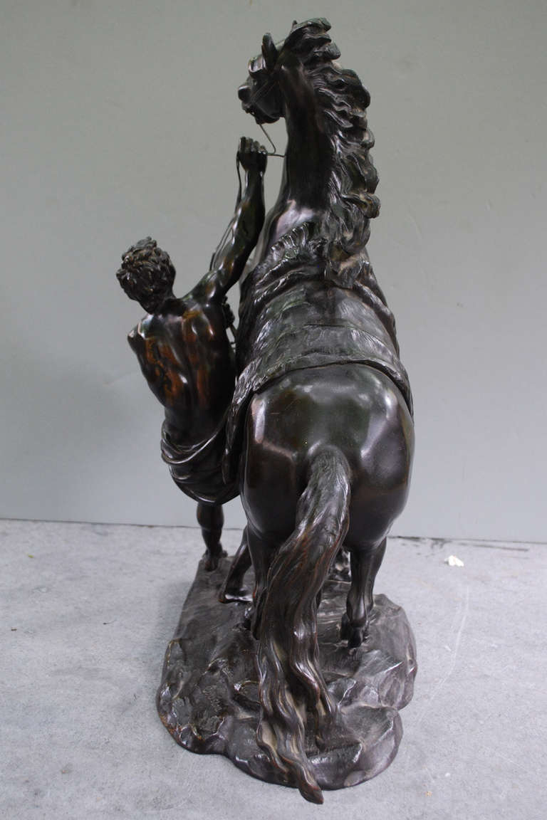 Bronze XIXe siècle Cheval de Marly en bronze d'après Cousteau