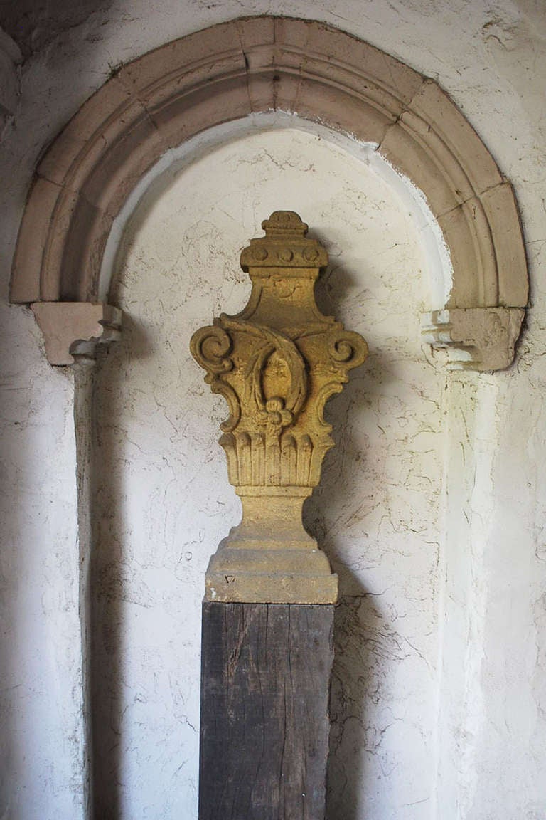 18th century sandstone ornament, double-sided ornamented.
Originates France, dating circa 1750.