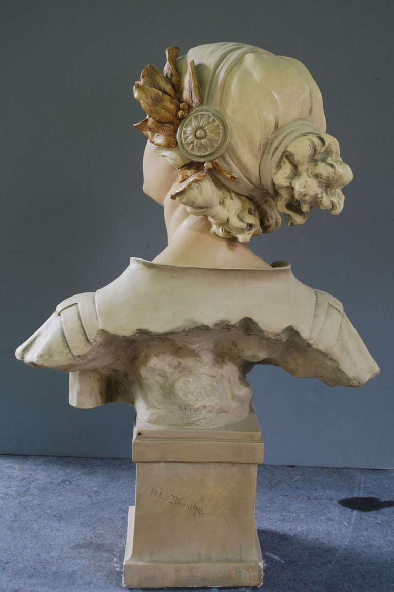 Plaster 20th Century Art Nouveau Bust, After H.L. Blasche