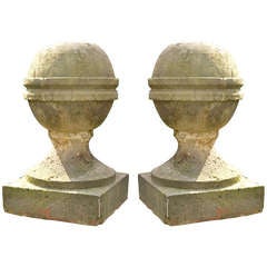 18th C. Pair of Sandstone Baluster Ornaments