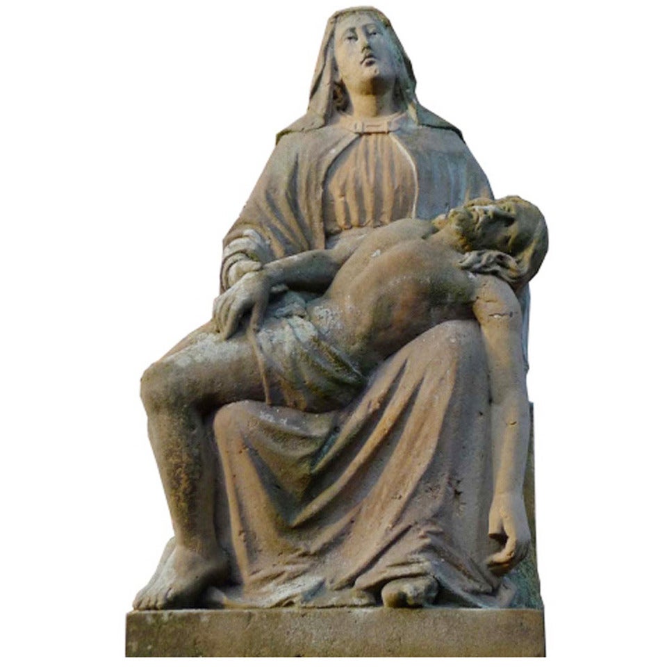 19th Century Sandstone Pieta, Madonna