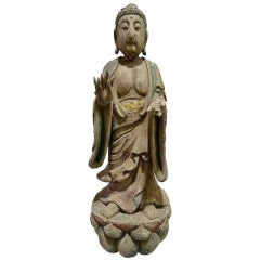 Vintage 20th Century Wooden Buddha Statue