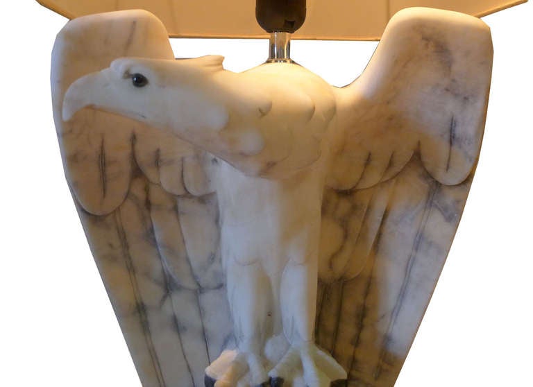 20th Century Art Deco Eagle Marble Lamp In Good Condition In Casteren, NL