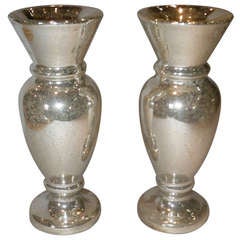 19th C. Pair Of Mercury Glass / Silvered Glass Vases