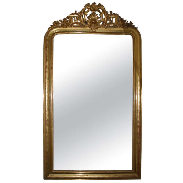 19th Century Large Gold Gilded Baroque Mirror For Sale at 1stdibs