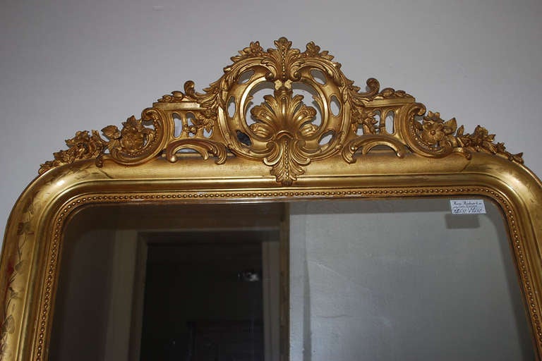Antique 19th Century Large Gold Gilded Baroque Louis Philippe Mirror 1