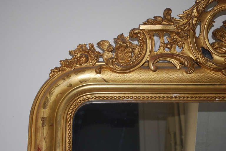 Antique 19th Century Large Gold Gilded Baroque Louis Philippe Mirror 2