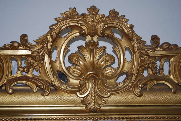 Antique 19th Century Large Gold Gilded Baroque Louis Philippe Mirror 3