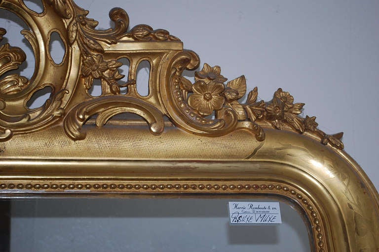 Antique 19th Century Large Gold Gilded Baroque Louis Philippe Mirror 4