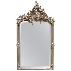 19th century French gold gilt rococo mirror with faceted glass