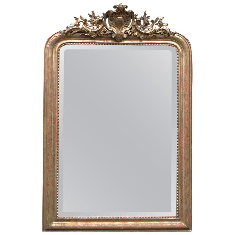 19th Century Large French Gold Gilded Mirror