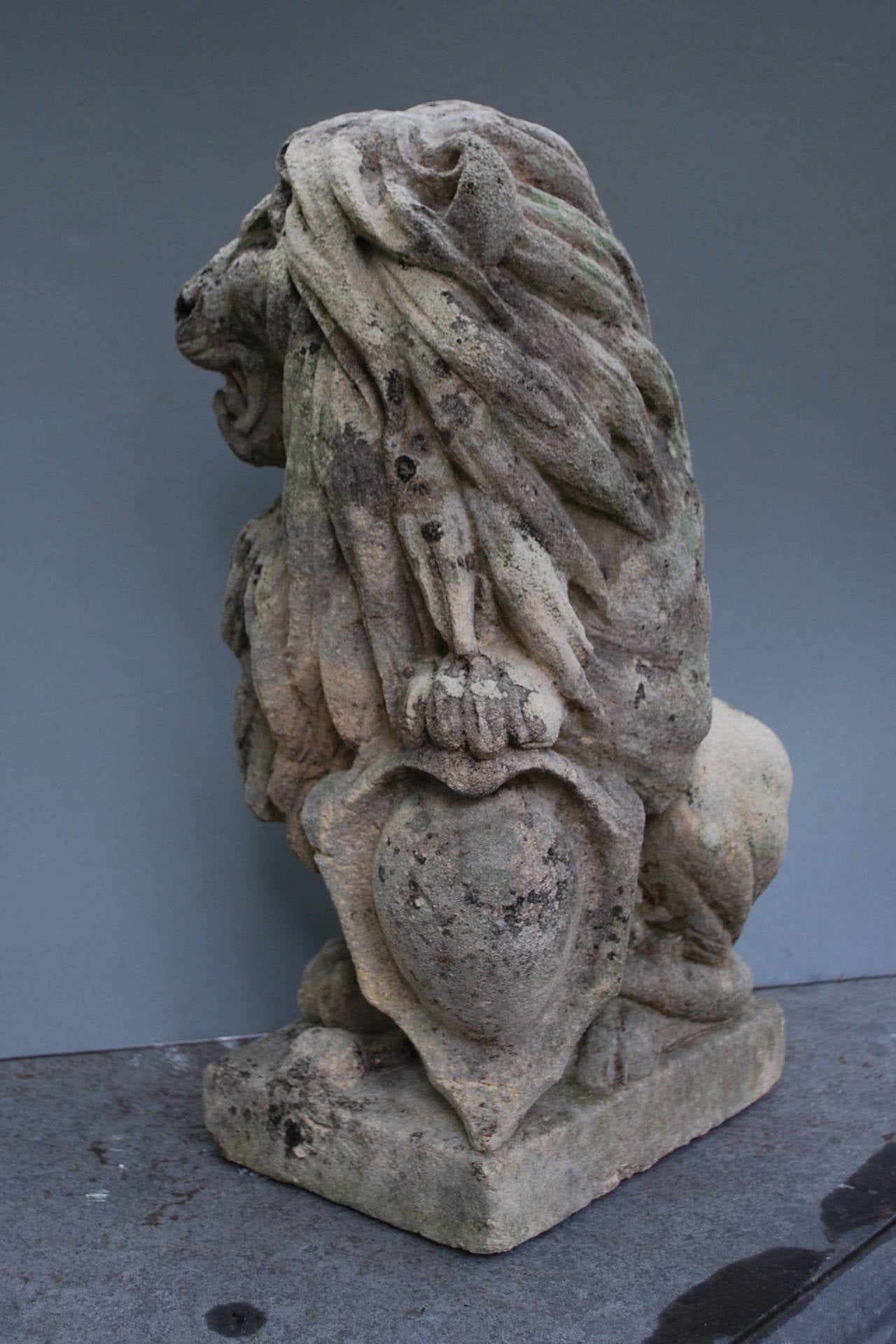 Pair of 20th Century Sculpted Sandstone Lions 6
