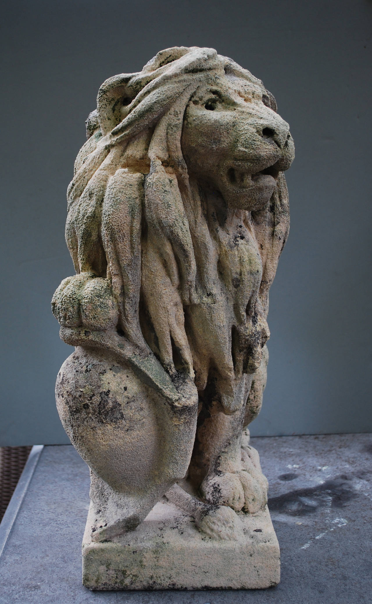 Pair of 20th Century Sculpted Sandstone Lions 4