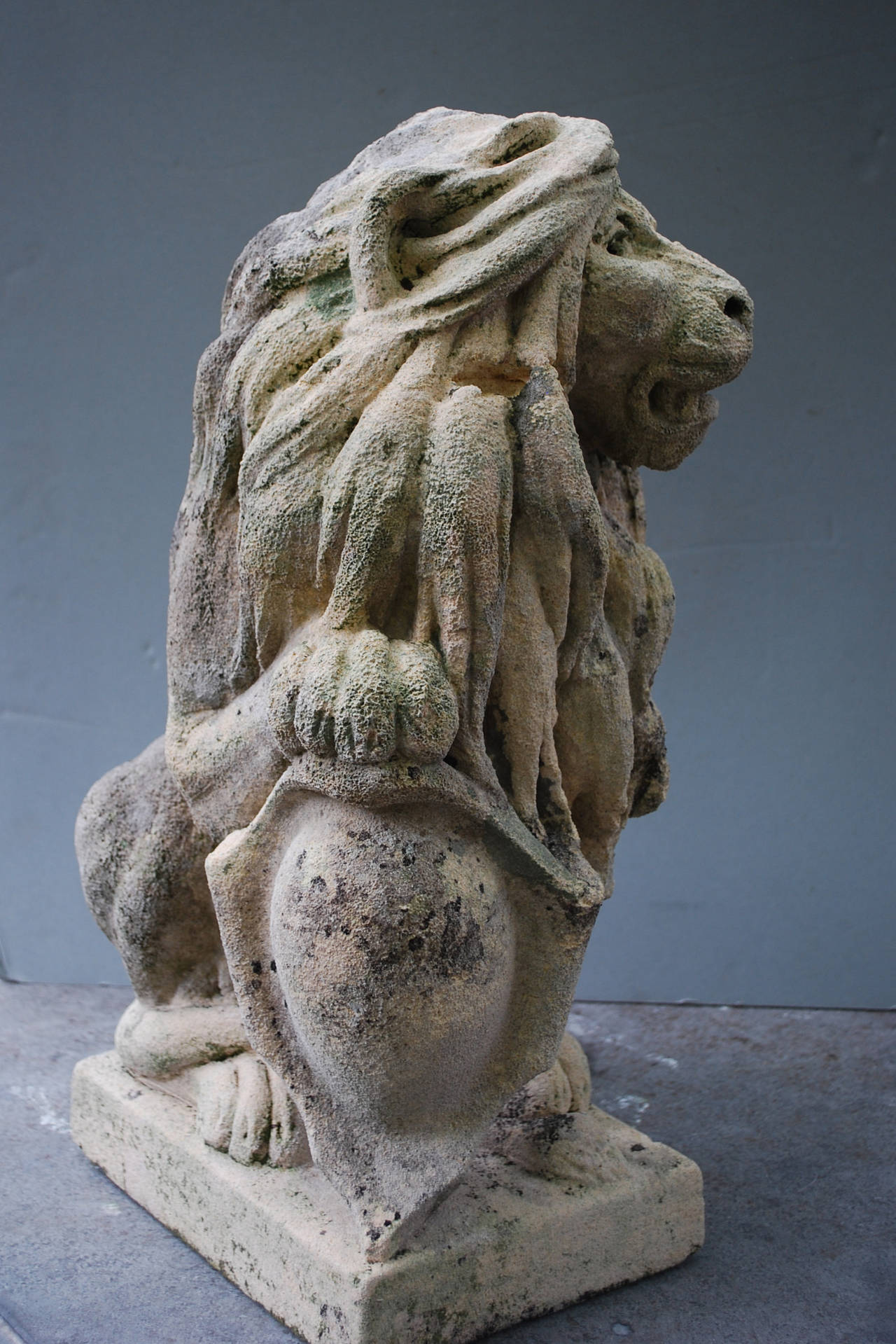 Pair of 20th Century Sculpted Sandstone Lions 5