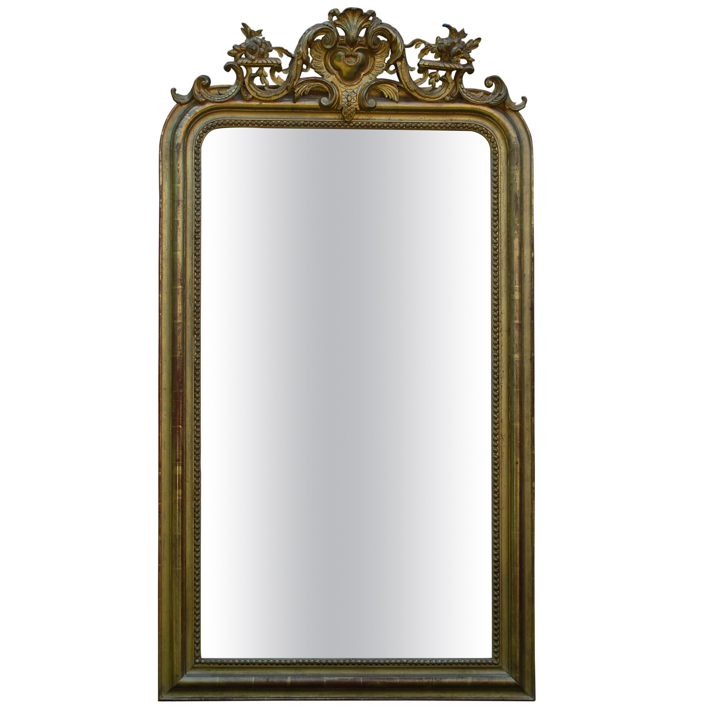 19th century antique French gold gilt Louis Philippe mirror with crest