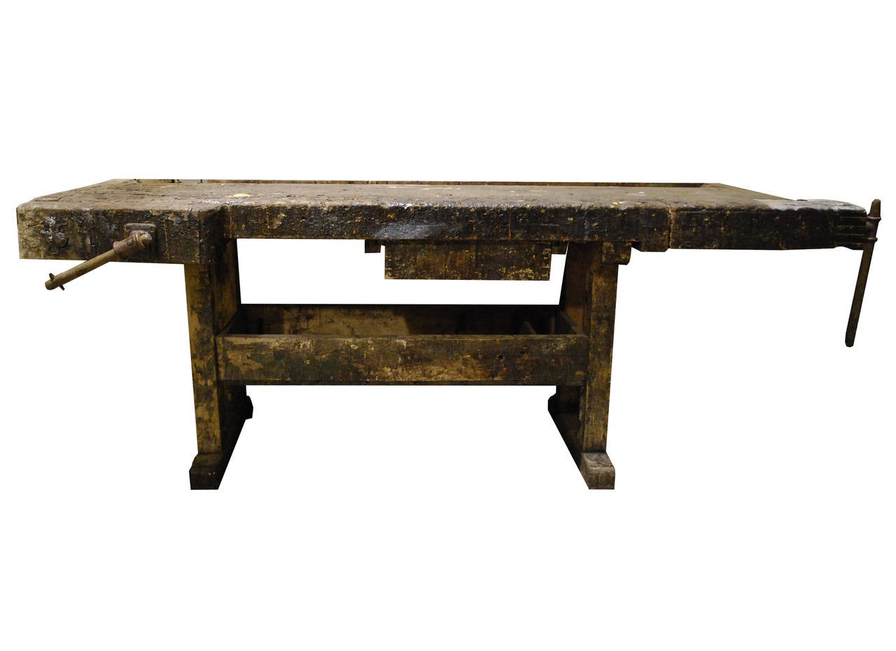 20th c. Oakwood Carpenters Workbench
Can be used as decorative object or side table.
Originates Netherlands, dating app. 1950
(shipping costs on request, depends on destination)