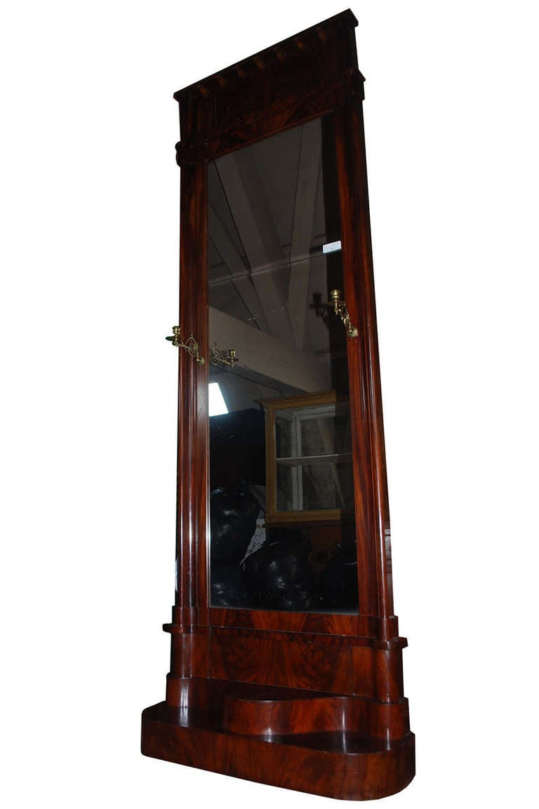 Empire 19th Century Large Mahogany Mirror For Sale