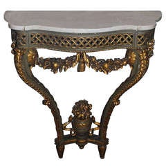 19th Century Giltwood Console Table with Aurora Marble Top