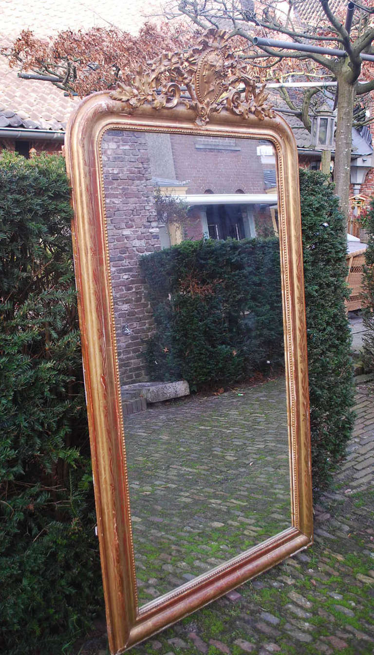Baroque Large 19th Century Gold Gilded Mirror