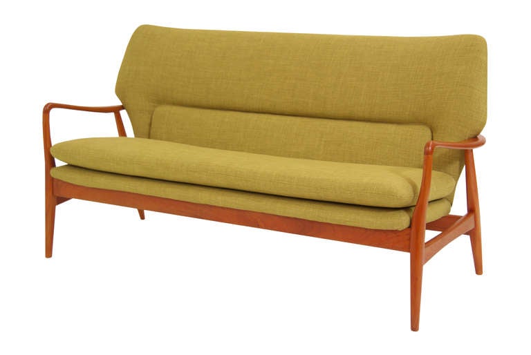 Vintage teak wingback sofa by Bovenkamp.