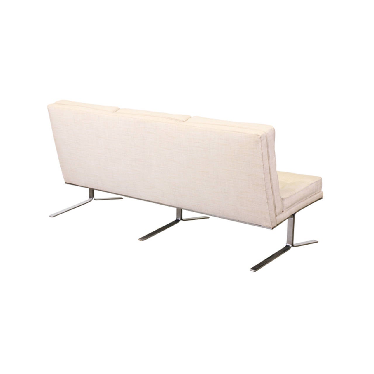 Mid-20th Century Florence Knoll Style Tufted Sofa w/ Steel Legs