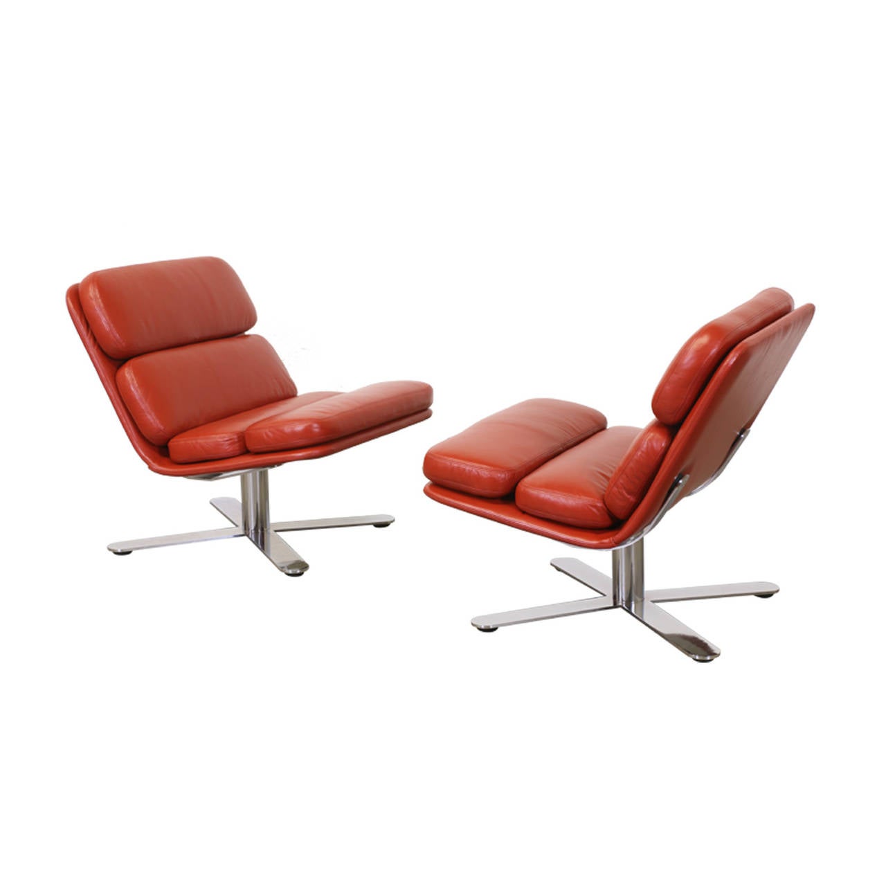 John Follis “Solo” Leather Lounge Chairs for Fortress In Excellent Condition In Los Angeles, CA