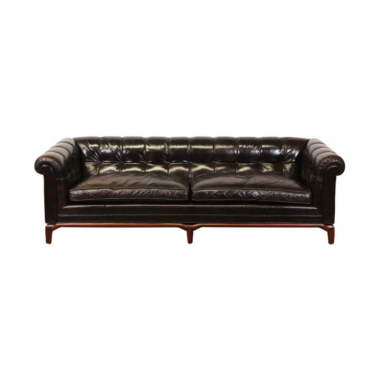 Maurice Bailey Biscuit Tufted Leather Sofa for Monteverdi-Young In Good Condition In Los Angeles, CA