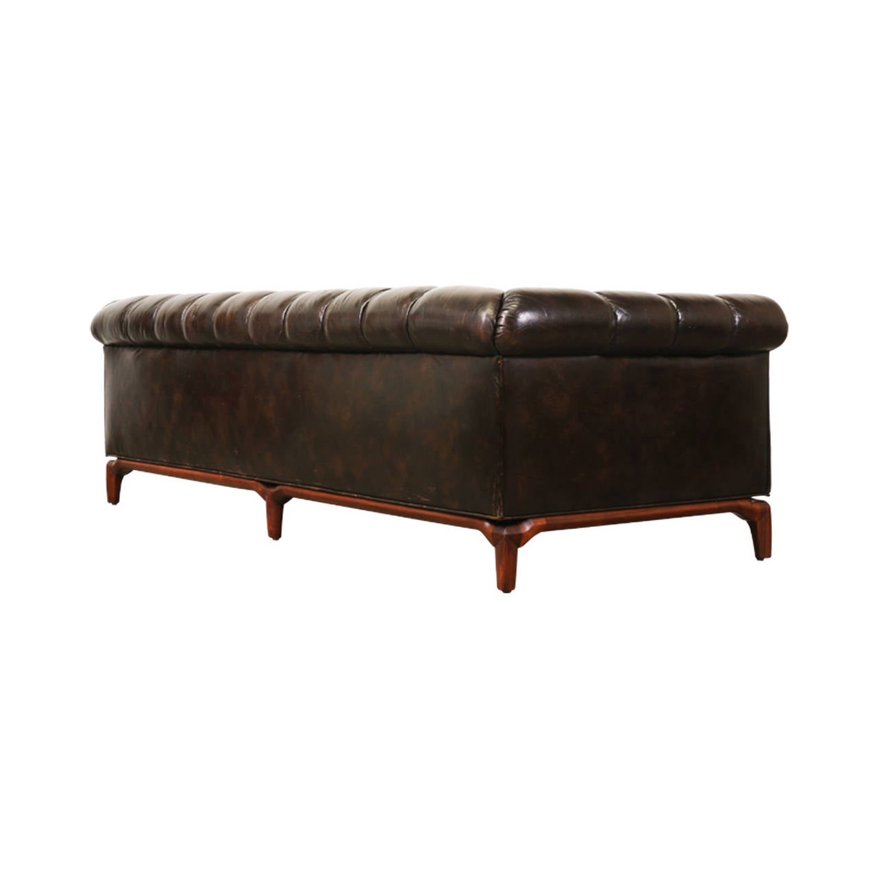 Mid-20th Century Maurice Bailey Biscuit Tufted Leather Sofa for Monteverdi-Young