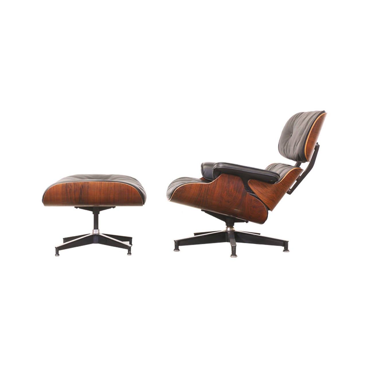 Charles Eames Leather and Rosewood 670 and 671 Lounge Chair with Ottoman