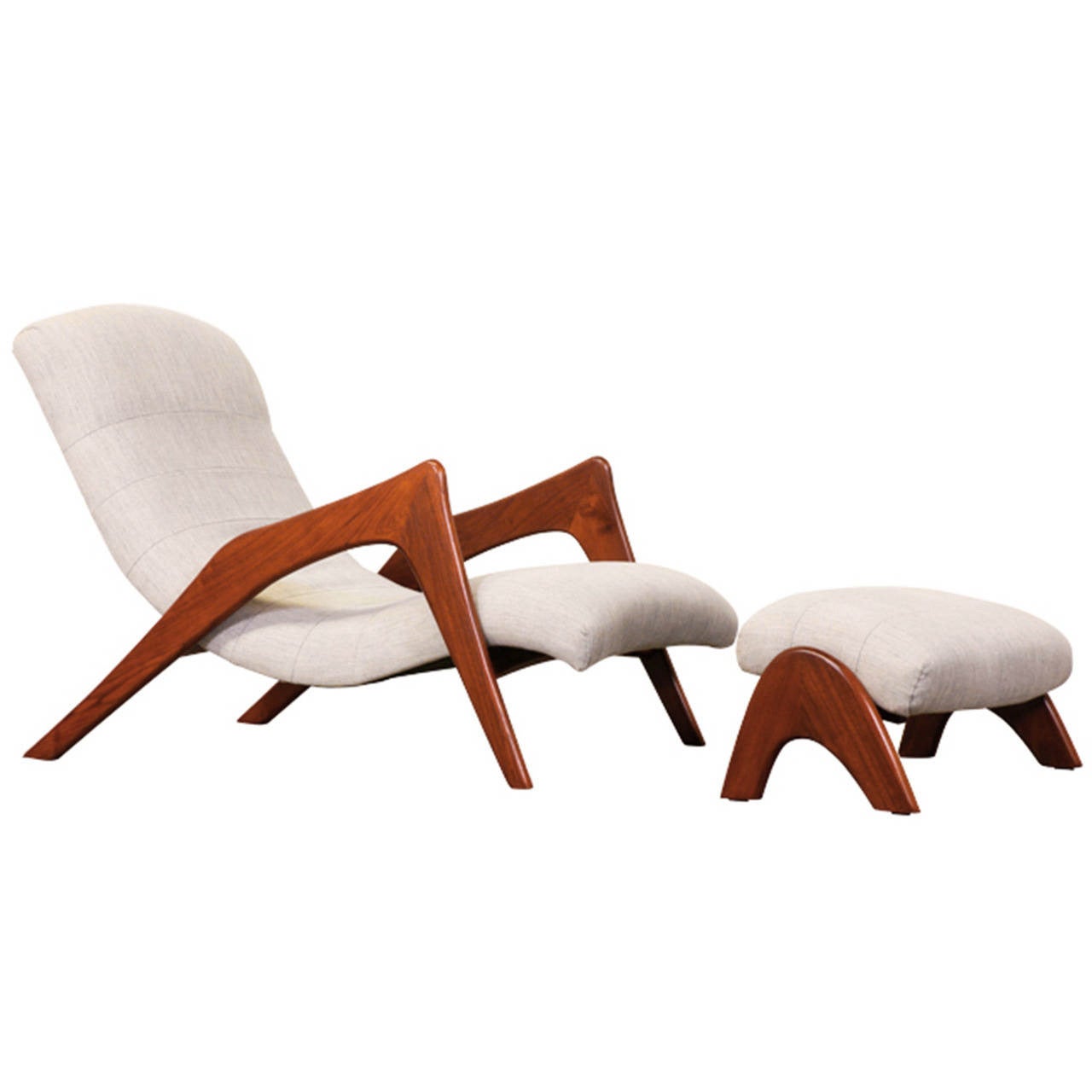 Adrian Pearsall “Grasshopper” Chaise Lounge w/ Ottoman for Craft Associates