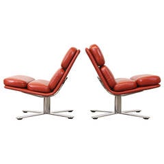 John Follis “Solo” Leather Lounge Chairs for Fortress