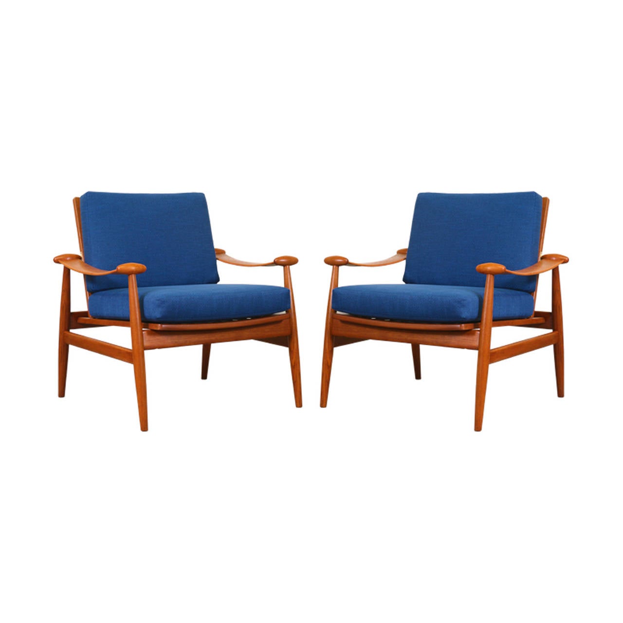 Danish Finn Juhl Model #133 “Spade” Teak Lounge Chairs for France & Son